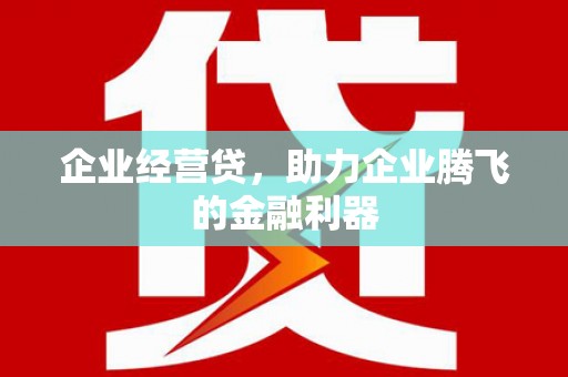 清流企业经营贷，助力企业腾飞的金融利器