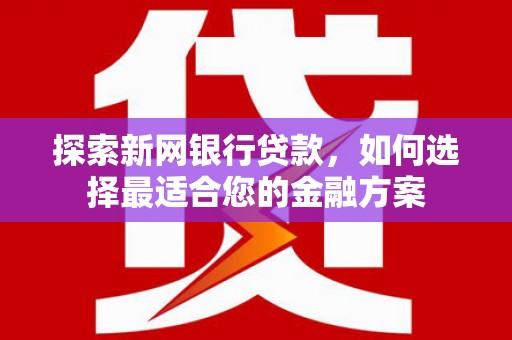 新店探索新网银行贷款，如何选择最适合您的金融方案