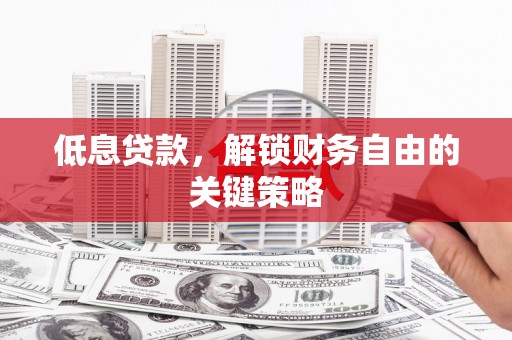 阜沙低息贷款，解锁财务自由的关键策略
